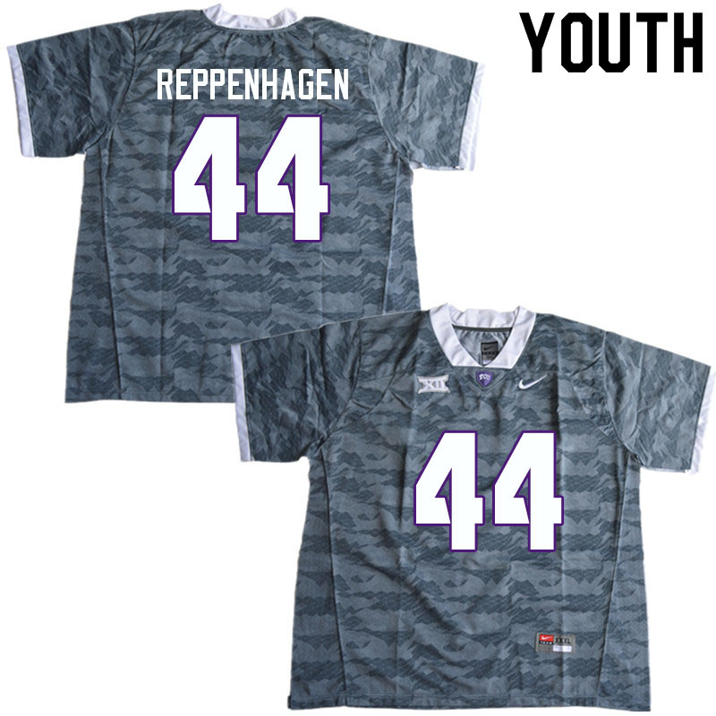 Youth #44 Ben Reppenhagen TCU Horned Frogs College Football Jerseys Sale-Gray - Click Image to Close